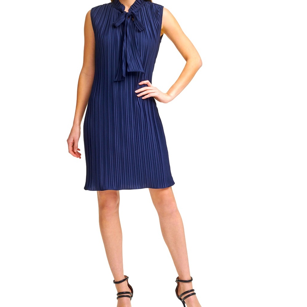 DKNY Pleated shift dress in navy blue
